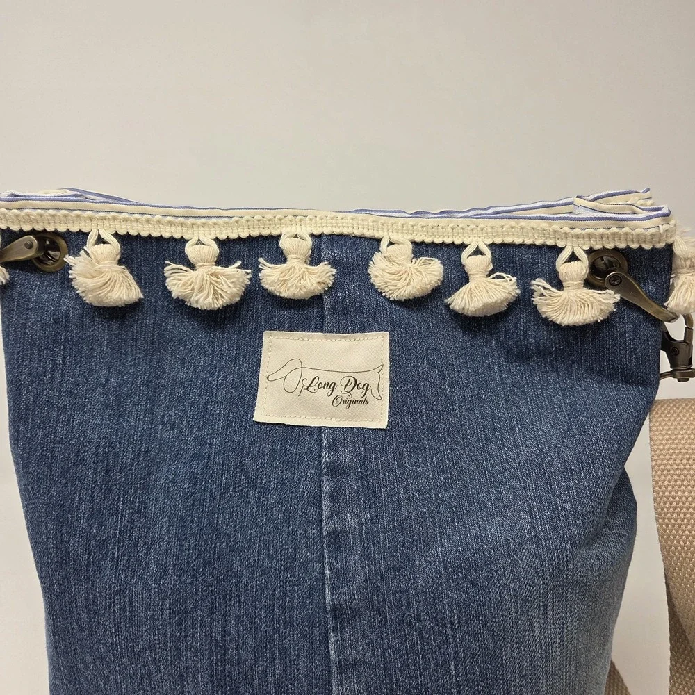 Handcrafted Upcycled Denim Bird Wildlife Tote HandBag Purse Adjustable Crossbody